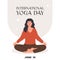 International Yoga Day square poster. Contemporary trendy banner with tranquil women with closed eyes and crossed legs