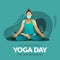 International yoga day. yoga body posture. Woman practicing yoga. vector illustration design. covid-19, corona virus concept