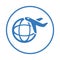Internationally, transportation, travel, air, plane, transport icon. Blue vector design.