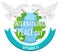 Internationl Peace Day logo or banner with white dove on the world