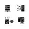 Internet accessibility black glyph icons set on white space