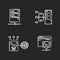 Internet accessibility chalk white icons set on black background