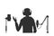 Internet blogger silhouette. Isolated portrait of a video streamer. A vlogger records a podcast on a smartphone