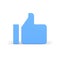 Internet blue 3d like. Online social symbol thumb up