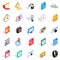 Internet broadcast icons set, isometric style