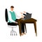 Internet bullying vector concept. Frustrated businessman on office place