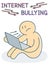 Internet bullying vector concept - sad victim sitting with laptop