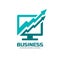 Internet business - vector logo concept illustration. Computer monitor icon. Finance growth graphic sign. Arrow symbol.