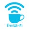 Internet cafe free wifi coffee cup sign