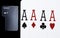 Internet casino poker four of kind aces cards combination hearts