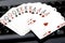 Internet casino poker four of kind aces cards combination hearts