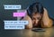 Internet chat composite with young Asian Korean woman desperate suffering pain dumped by his boyfriend via mobile phone receiving