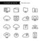 Internet cloud and data storage thin line icon set