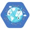 Internet concept. Flat illustration design. Earth icon on the blue background with wifi, gps location, hotspot, mail, cloud icons.