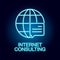 internet consulting line icon in neon style. Element of human resources icon for mobile concept and web apps