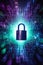 Internet Data Security: Padlock Background Closeup