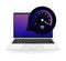 Internet download and upload speed test gauge. Internet speed test software and network performance information