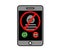 Internet fraudster and phone on a white background. Prohibition sign. Vector