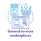 Internet general services marketplaces concept icon. On demand economy, e commerce idea thin line illustration