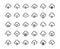 Internet line icons. Black contour symbols. Isolated outline cloud signs. Connection status, data exchange and download