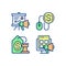 Internet marketing strategies pixel perfect RGB color icons set