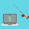 Internet money crime phishing on laptop illustration flat design