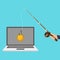 Internet money crime phishing on laptop illustration flat design