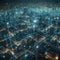 Internet networks over a big city, , neon light. AI generative