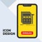 Internet, page, web, webpage, wireframe Glyph Icon in Mobile for Download Page. Yellow Background