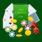 Internet poker game. Poker cards, chips game elements. Online Casino Gambling Concept.