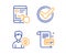 Internet report, Confirmed and Person idea icons set. Payment card sign. Vector