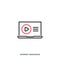 Internet resources linear vector icon. Isolated laptop pictogram with player program