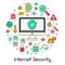 Internet Security Data Protection Line Art Icons