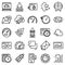 Internet speed icons set, outline style