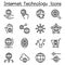 Internet technology & Data communication icon set in thin line s