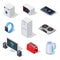 Internet things isometric icons. Household appliances. Wireless electronic devices vector 3d isolated set