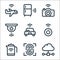 internet of things line icons. linear set. quality vector line set such as network, fingerprint scan, kettle, turn on, smart car,