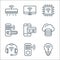 Internet of things line icons. linear set. quality vector line set such as smart bulb, remote control, headset, cloud database,