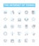 the Internet of Things vector line icons set. IoT, Smart, Connected, Automation, Wearables, AI, Sensors illustration