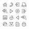 Internet and toolbar, icons, monochrome, linear.