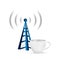 Internet tower coffee mug concept illustration