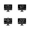 Internet video black glyph icons set on white space