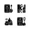 Internet video black glyph icons set on white space