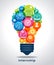 Internship concept. Light bulb with icons. Concept with icon of goal, skills, knowledge, mentoring, practice, opportunity, and