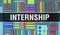 Internship text with Back to school wallpaper. Internship and School Education background concept. School stationery and