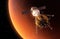 Interplanetary Space Station Orbiting Red Planet