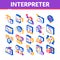 Interpreter Translator Isometric Icons Set Vector