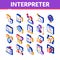 Interpreter Translator Isometric Icons Set Vector