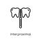 Interproximal icon. Trendy modern flat linear vector Interproximal icon on white background from thin line Dentist collection