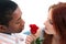 Interracial Couple with Rose